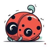 mignonne dessin animé coccinelle isolé sur blanc Contexte. vecteur illustration.