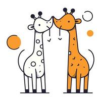 mignonne dessin animé girafes. vecteur illustration dans linéaire style.