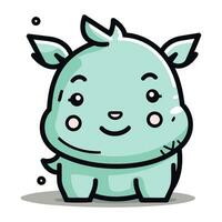 mignonne rhinocéros dessin animé personnage vecteur illustration. mignonne dessin animé rhinocéros personnage.