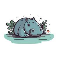 mignonne hippopotame. vecteur illustration de une sauvage animal.