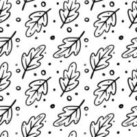 chêne feuilles sans couture modèle. vecteur floral illustration dans griffonnage style. tomber modèle avec l'automne feuilles.