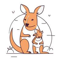 mignonne kangourou avec bébé kangourou. vecteur illustration