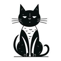 mignonne noir chat icône. Facile illustration de mignonne noir chat icône pour la toile vecteur