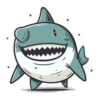 requin vecteur illustration. mignonne dessin animé requin avec gros dents.