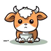 vache avec bol mignonne dessin animé vache mascotte vecteur illustration conception.