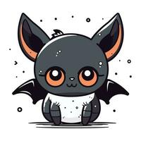 mignonne peu chauve souris avec gros yeux. vecteur illustration dans dessin animé style.