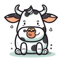 mignonne dessin animé vache. vecteur illustration isolé sur une blanc Contexte.