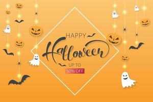 bannières de vente halloween heureux ou fond d'invitation de fête vecteur