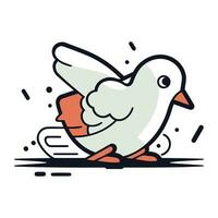 Pigeon en volant sur blanc Contexte. vecteur illustration dans plat style.