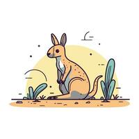 kangourou séance sur le sol. vecteur illustration dans dessin animé style.