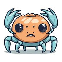 Crabe personnage dessin animé style vecteur illustration. mignonne Crabe mascotte.