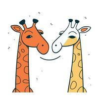 mignonne couple de girafes. main tiré vecteur illustration.