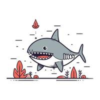 requin dessin animé vecteur illustration. mignonne requin plat style conception.