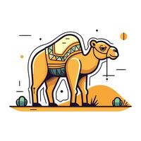 chameau sur le Contexte de le désert. vecteur illustration dans plat style.