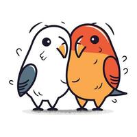 mignonne couple de l'amour des oiseaux. vecteur illustration dans dessin animé style.