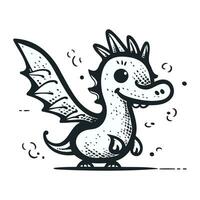 mignonne dessin animé dragon isolé sur une blanc Contexte. vecteur illustration.