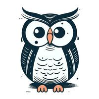 mignonne dessin animé hibou. vecteur illustration isolé sur une blanc Contexte.