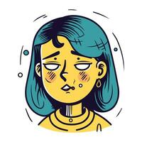 vecteur illustration de une fille avec acné sur sa affronter. dessin animé style.