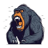 en colère gorille. vecteur illustration de une gorille sur une blanc Contexte.
