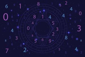 concept d'astrologie et de numérologie avec des nombres sur le ciel étoilé vecteur