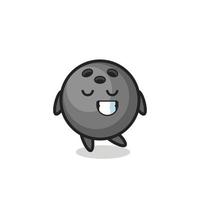illustration de dessin animé de boule de bowling avec une expression timide vecteur