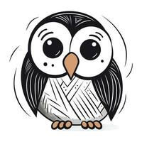 mignonne dessin animé hibou isolé sur une blanc Contexte. vecteur illustration.