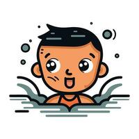 mignonne peu garçon dans nager bassin. vecteur illustration dans plat style