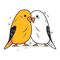 mignonne couple de des oiseaux. vecteur illustration dans griffonnage style.