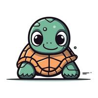 mignonne dessin animé tortue. vecteur illustration isolé sur une blanc Contexte.