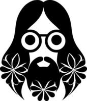 hippie, noir et blanc vecteur illustration