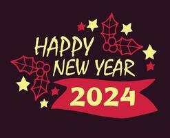 2024 content Nouveau année vacances abstrait Jaune et rose conception vecteur logo symbole illustration avec violet Contexte