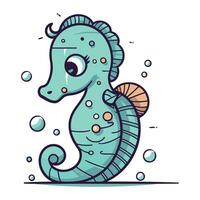 mignonne dessin animé hippocampe. mer animal. vecteur illustration.