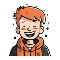 souriant garçon avec rouge cheveux. vecteur illustration dans dessin animé style.