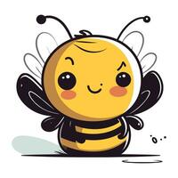 mignonne dessin animé abeille isolé sur une blanc Contexte. vecteur illustration.