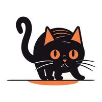 mignonne noir chat avec Orange yeux. vecteur illustration isolé sur blanc Contexte.