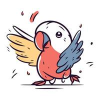 mignonne perroquet vecteur illustration. main tiré griffonnage oiseau.