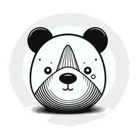 mignonne Panda ours. vecteur illustration dans noir et blanche.