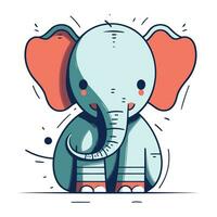 mignonne dessin animé l'éléphant personnage. vecteur illustration dans plat conception style.
