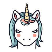 mignonne dessin animé Licorne. vecteur illustration isolé sur une blanc Contexte.