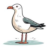 mouette. vecteur illustration de une oiseau sur une blanc Contexte.