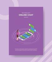 technologie chat en ligne femmes debout devant smartphone vecteur