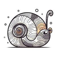 dessin animé escargot sur une blanc Contexte. vecteur illustration dans esquisser style.