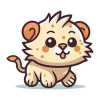 mignonne peu Lion dessin animé vecteur illustration. mignonne animal personnage.