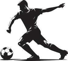 football joueur pose vecteur silhouette illustration noir couleur, Football joueur vecteur silhouette