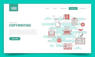 concept de rédaction avec icône cercle pour modèle de site Web vecteur