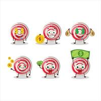 spirale blanc bonbons dessin animé personnage avec mignonne émoticône apporter argent vecteur
