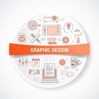 graphiste avec concept d'icône avec forme ronde ou circulaire vecteur