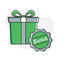 prime cadeau icône. une cadeau icône avec une prime badge à représenter une spécial cadeau ou récompense cette est donné dans une addition à quelque chose autre. vecteur