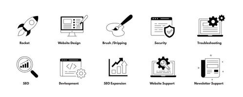 numérique croissance essentiel. englobe vital éléments pour en ligne succès, comprenant seo expansion, site Internet soutien, bulletin assistance, dépannage, Sécurité mesures, développement et plus. vecteur