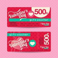 modèle de coupon de réduction de bon cadeau saint valentin vecteur